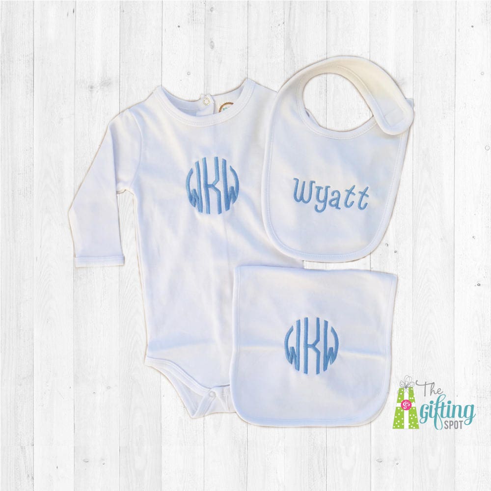 Applique Monogrammed Bib Personalized Baby Girl or Boy Bib Custom Baby Shower Gift