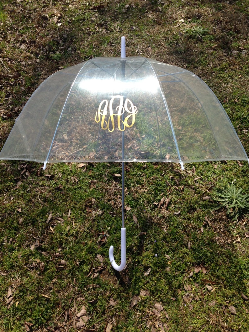 Monogrammed Clear Umbrella Personalized Umbrella Dome Etsy