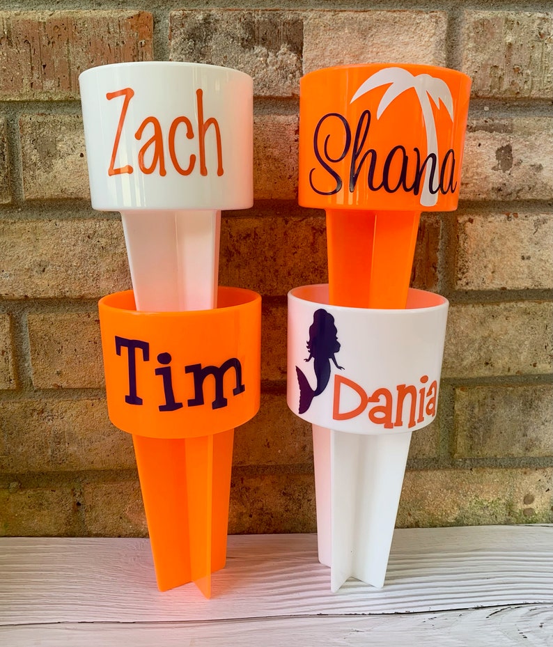 Monogrammed Beach Spiker Personalized Beach Cup Sand Spike Etsy
