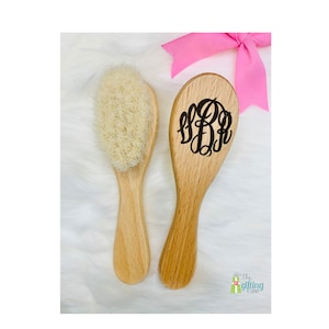 Monogrammed Baby Hairbrush, Engraved Baby Brush, Wooden Handle Brush, Soft Goat Bristles, Baby Gift, Hair Accessory, Brush For Newborns