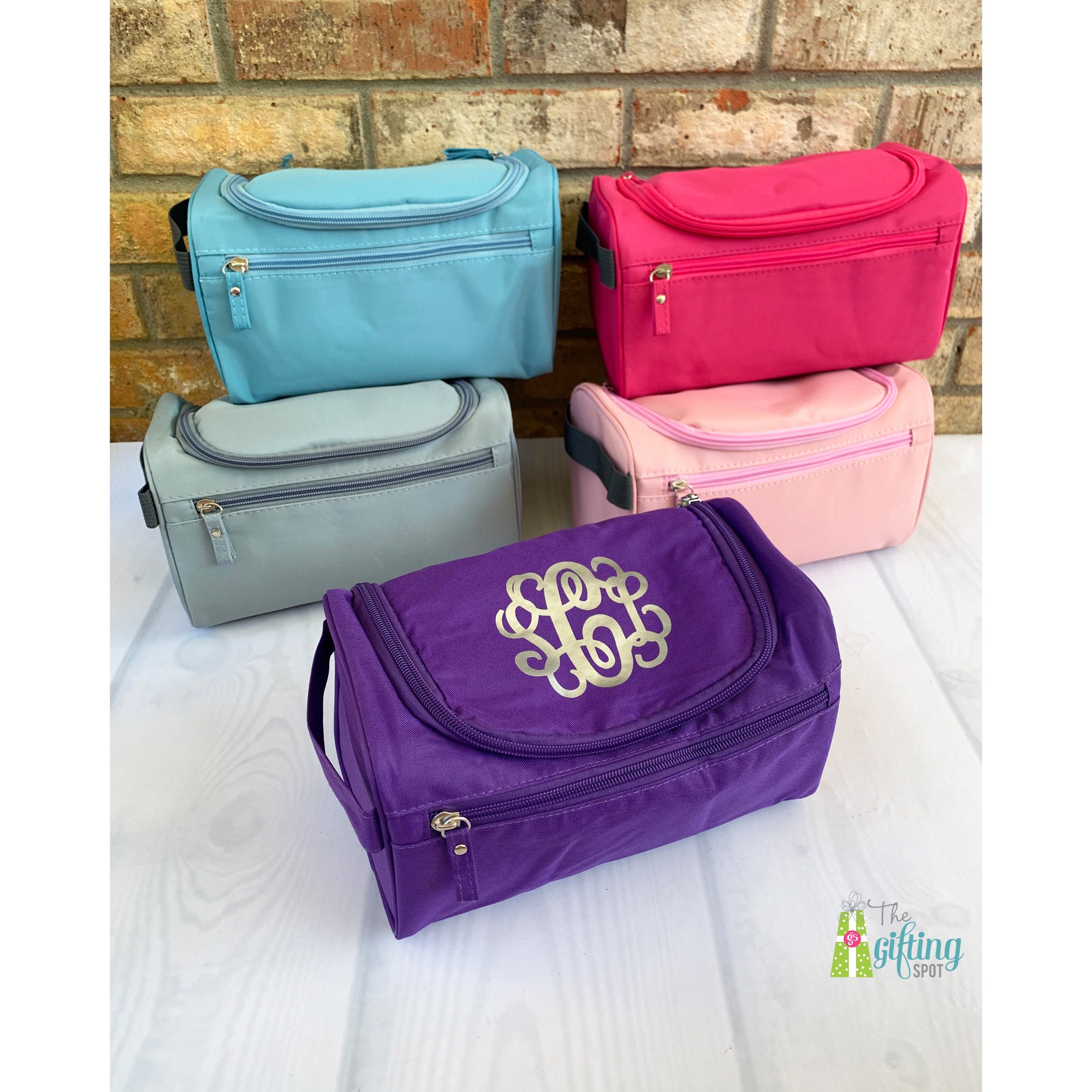 Monogrammed Cosmetic Bag Hanging Travel Bag Make up Bag Zippered Toiletry Bag Monogram Cosmetic Tote Personalized Travel Dopp Kit Etsy