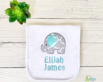 Personalized Boy Baby Gift, Burp Cloth with Appliqué, Baby Name Soft Cotton Burp Cloth, Custom Baby Shower Gift, Newborn Baby Feeding Set