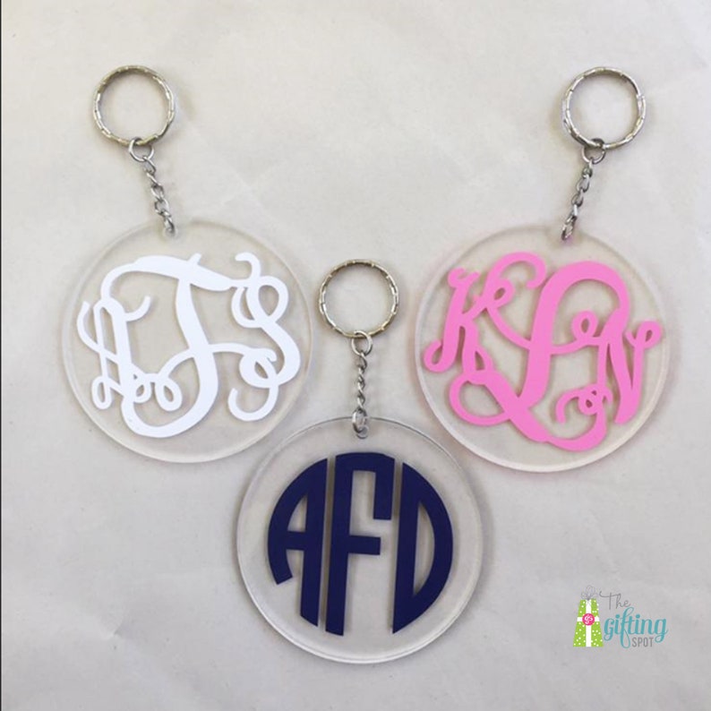 Monogrammed Keychain Personalized Keychain Large Plastic Etsy