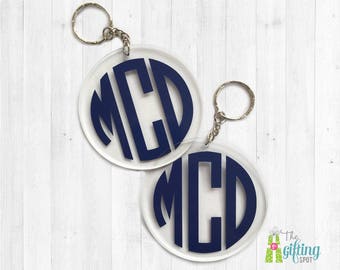 Monogrammed Keychain, Personalized Keychain, Large Plastic Keychain, Round Keychain, Clear Keychain, Monogram Keychain, New Driver Gift