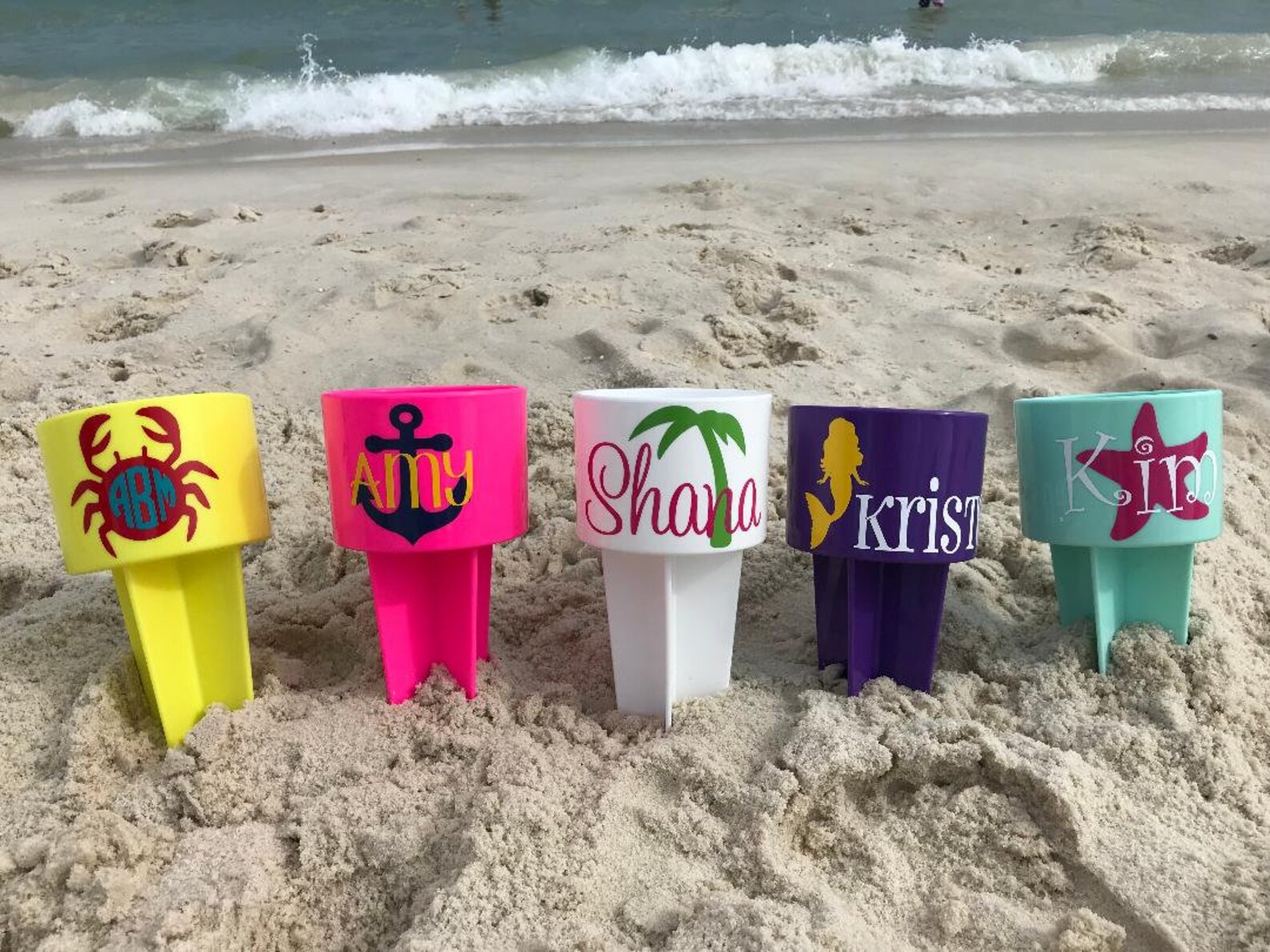 Monogrammed Beach Spiker Personalized Beach Cup Sand Spike Etsy