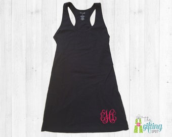 Monogrammed Swim Cover-Up, Personalized Racer-Back Long Tank, Monogrammed Long Shirt, Women&#39;s Swimsuit Cover, Monogram Swim Cover