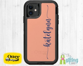 Solid Color Personalized OtterBox, Monogrammed Custom Printed Case, Apple iPhone 16, 15, 14, 13, 12 Pro Max, Commuter, Defender, or Symmetry