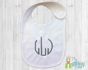 Monogrammed White Bib, Personalized Baby Gift, Baby Name Soft Cotton Bib, Baby Shower Gift, Custom Infant Bib, Newborn Monogram Baby Feeding