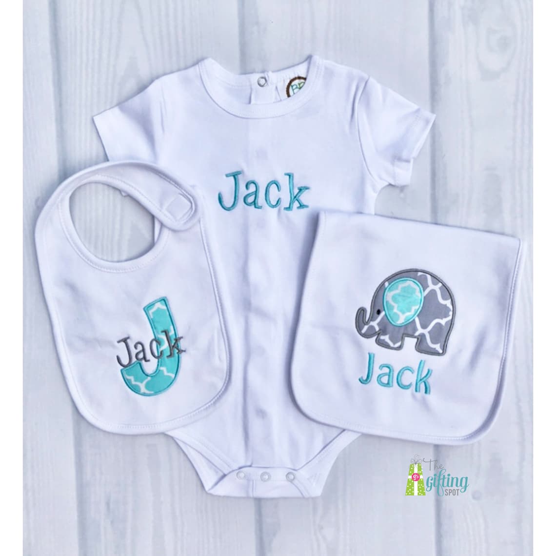 Monogrammed Baby Boy Gift Set Personalized Bib Burp Cloth & Etsy