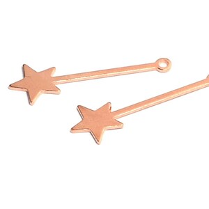 Copper Star Stick Charms, Raw Copper Star Pendant, 0.8x9.5x30 mm , Findings   MC272