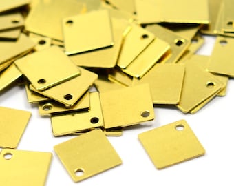 100 Pieces Raw Brass 9x9 mm Square Stamping Tag Findings