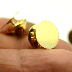 120 Pieces Gold Color 12 mm Pad (15/32&quot;) Tie Tack Blanks Findings, Clutch Pin Brooch