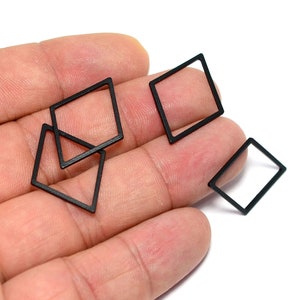 Black Painted  Rhombus Shape Rings  , 1x19x28  mm  Geometric  Connectors , Charms , Black Findings  BL124