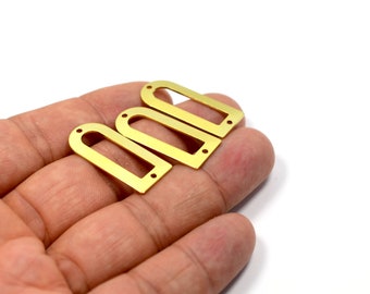 Brass D Ring Circle Charms , 10 Pcs.Raw Brass D Shape 2 Hole  Ring ,(0.8x13x30 mm ) , Jewelry Supplies , Connectors , Findings   MF175