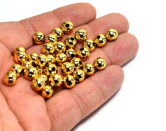 5mm Round 24K Gold Mykonos Round Beads Mykonos Gold Beads Jewelry