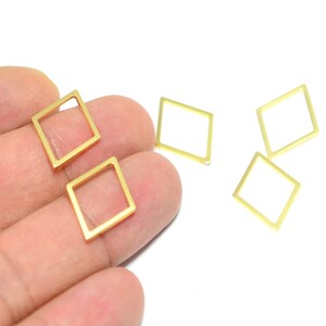 Polished  Gold Plated  Rhombus Rings  , 1x15x20  mm Geometric Connectors , Charms   G229