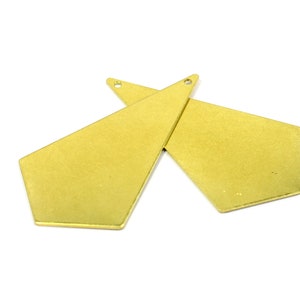 4 Pcs. Raw Brass 0.8x29x54 mm Geometric Quadrilateral Shape , Necktie Shape Brass Connectors 1 Hole  H0501