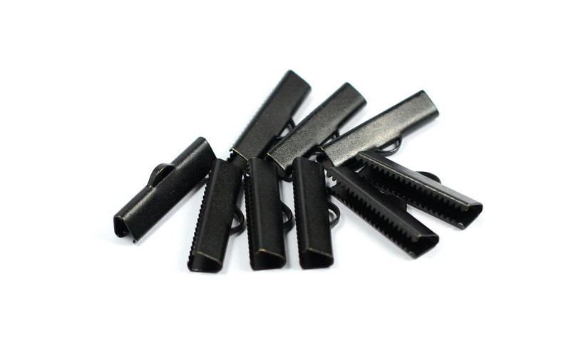 Ribbon Crimps End Finished Connectors Black Matte 1 100 Pcs 25 mm