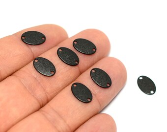 Black Oval Charms Findings  , 0.8x7x11  mm   Black Painted Oval 2 Hole Charms , Charms    BL134
