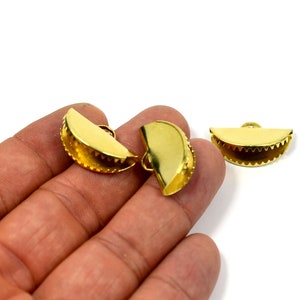 Raw Brass Ribbon Crimps , 10 Pcs.Ribbon Crimps End Connector ,( 15x25 mm), Jewelry Supplies