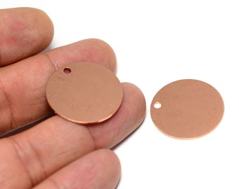 Raw Copper  Round Charms  , 0.8x25 mm Copper 1 Hole Blanks , Stamping Copper Charms   MC12