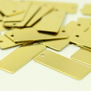 50 Pieces Raw Brass 8x20 mm Rectangular 1 Hole Stamping Tag Findings H0397 image 1