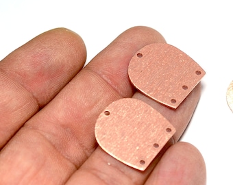 Raw Copper  Textured U Shape Charms  , 0.8x19.5x20 mm Copper Blanks , 4 Hole U Copper Charms   MC135