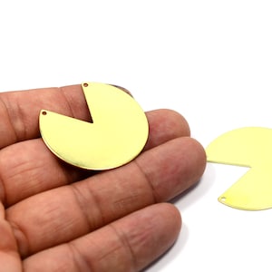 Brass Slice Charms , 5 Pcs. Raw Brass Slice 2 Hole Charms , (0.8x37 mm ) , Earring Charms ,  MF141