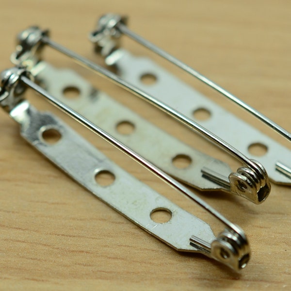 25 Pcs Silver Tone 38 mm Brooch Pin Back  Safety Pin Supplies