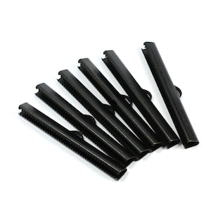 10個 マットブラック 6 x 50 mm リボン クリンプエンド 完成品