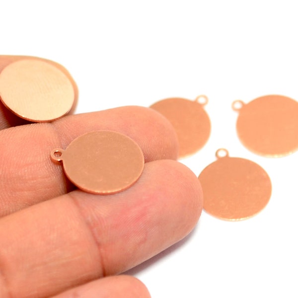Copper Round Disc , 0.8x16 mm Raw Copper Round 1 Loop  Disc Charms , Copper Stamping Tag    MC184
