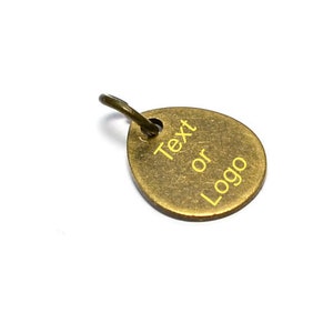 Custom Tag Laser Engraved Jewelry Charms , Antique Brass Brand Logo Charms , 0.8x10x12 mm Drop Charms , Jewelry Tag , L3