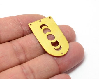 Brass D Shape Charms , Brass  D Charms With 4 Holes  , 0.8x20x35 mm ,  Brass Pendants , Brass Connectors MFN