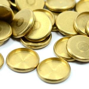 20 Pieces Raw Brass Industrial Cabochon Settings 10 mm Bezel Round Edge Findings   Z91