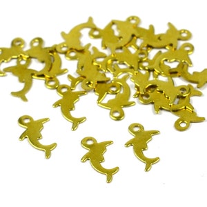 100 Pcs. Raw Brass 7x11 mm Dolphin Charm Findings