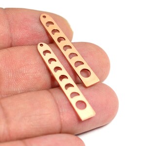 Moon Phases  Charms  , Copper Phases of Moon Charms with 1 Hole , 0.8x5.5x35 mm , Copper Stick Findings  ,   MC305