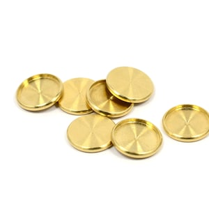 10 Pieces Raw Brass Industrial Cabochon Settings 13 mm Bezel Round Edge Findings   Z88