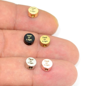Personalized Engraved Bead ,Mini Round Bead ,4x6 mm , Hole Size:2 mm , Laser Engraved Bead