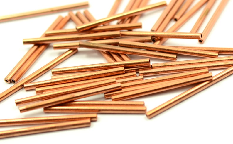 25 Pcs. Raw Copper 2x30 mm Tube Spacers İnside Diameter 1.1 mm MC192 image 3