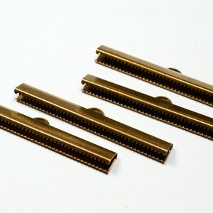 10 Pcs Antique Brass   6 x50 mm  Ribbon Crimp End , Connectors