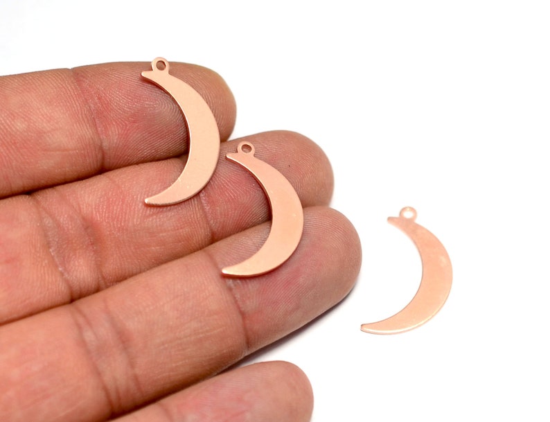 0.8x5x24 mm Moon 1 Loop Charms Moon Connectors MC171 Copper Moon Charms