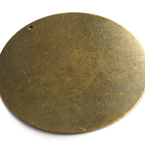 2 Pieces Antique Brass 52 mm Huge Stamping Disc , Charms , Findings-25 Gauge -0,45 mm Thickness   AB758