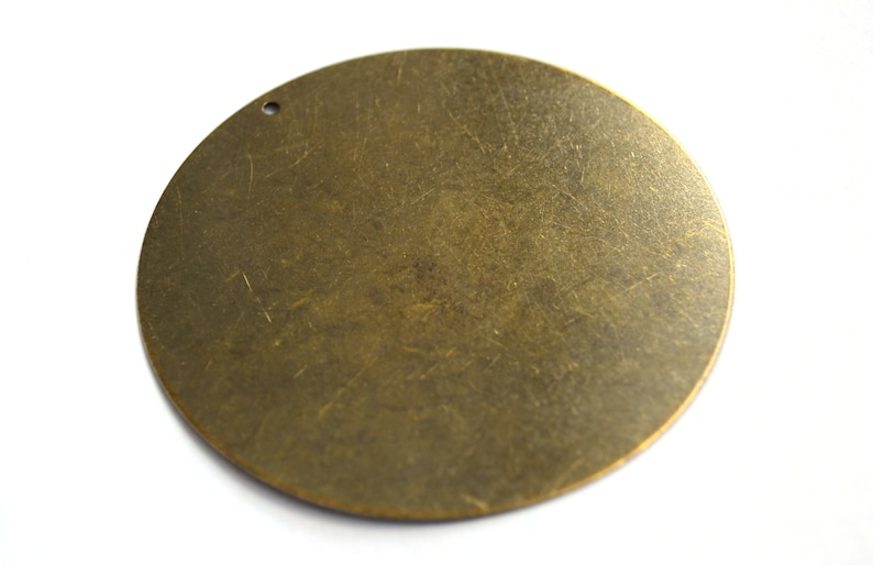 2 Pieces Antique Brass 52 mm Huge Stamping Disc , Charms , Findings-25 Gauge 0,45 mm Thickness AB758 image 1