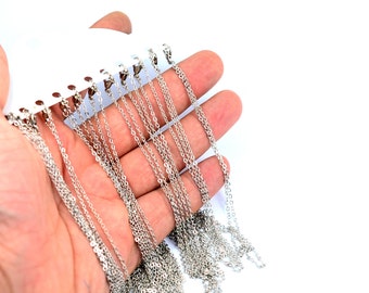 12 Pcs. 35" (90 cm)  Free Nickel Plated  1.5x2 mm Chain Link Necklace Finished