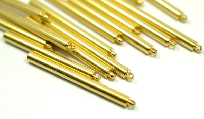100 Pieces Raw Brass High Quality 3x35 mm Round Cylinder 1 loop