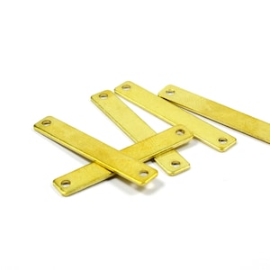 20 stuks Ruw messing 5 x 30 mm (20 gauge, 0,8 mm dik) rechthoekige staafvormstukken met 2 gaten
