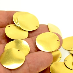 10 Pcs. Raw Brass 20 mm Round 1 Hole Curved Stamping Blanks