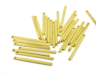 20 Pcs.  Solid Brass 1x2x30 mm Stick Bar Tiny Pendants Findings 1 Hole  Z103