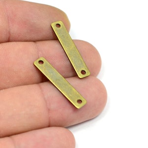 Antique Brass Rectangle Blanks , Brass Rectangle  Blanks With 2 Holes , 0.8x5x25 mm ,Blanks AB75