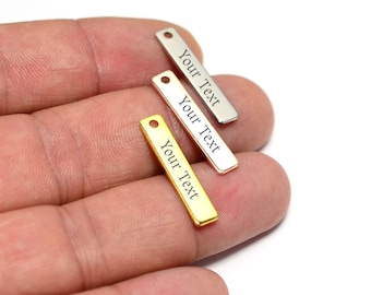 Etiquetas de logotipo personalizado, Etiqueta grabada de logotipo, Etiqueta de collar personalizado, 0.8x5x25 mm, Etiqueta de joyería, Hallazgos